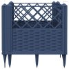 Kékszürke PP kerti virágláda cövekekkel 43,5 x 43,5 x 43,5 cm