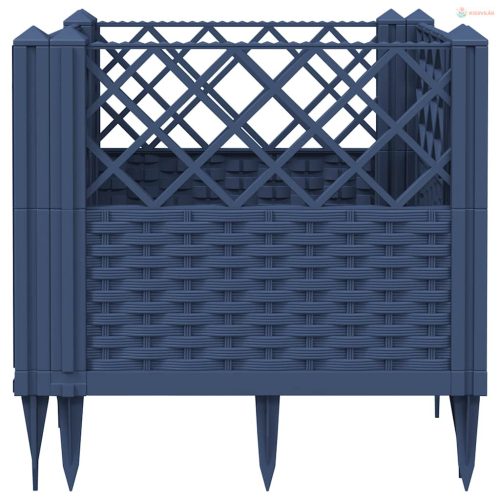 Kékszürke PP kerti virágláda cövekekkel 43,5 x 43,5 x 43,5 cm