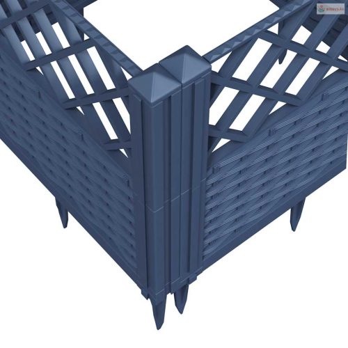 Kékszürke PP kerti virágláda cövekekkel 43,5 x 43,5 x 43,5 cm