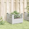 Fehér polipropilén kerti virágláda cövekekkel 42,5x42,5x28,5 cm