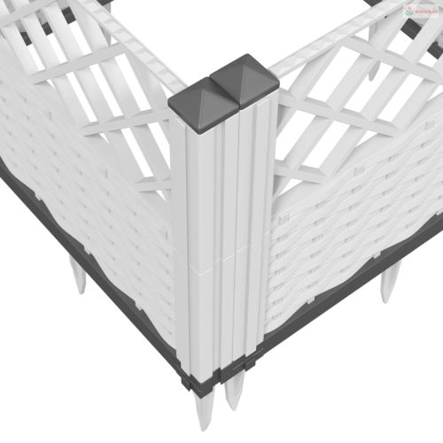 Fehér polipropilén kerti virágláda cövekekkel 42,5x42,5x28,5 cm