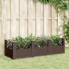 Barna polipropilén kerti virágláda cövekekkel 123,5x43,5x43,5cm
