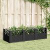Fekete PP kerti virágláda cövekekkel 123,5 x 43,5 x 43,5 cm