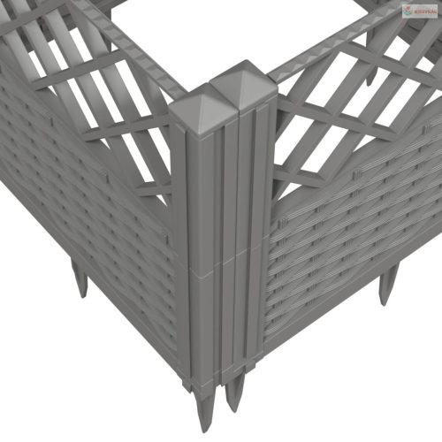 Világosszürke PP kerti virágláda cövekekkel 123,5x43,5x43,5 cm