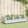 Fehér polipropilén kerti virágláda cövekekkel 123,5x43,5x43,5cm