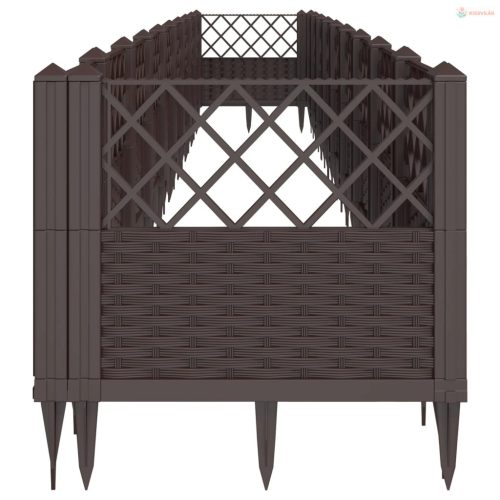 Barna polipropilén kerti virágláda cövekekkel 363,5x43,5x43,5cm