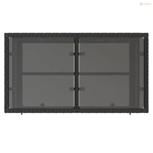 4 részes fekete polyrattan üveg kerti ülőgarnitúra párnával