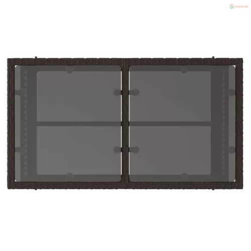 4 részes barna polyrattan üveg kerti ülőgarnitúra párnákkal