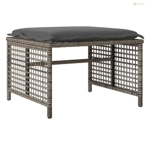 4 részes szürke polyrattan üveg kerti ülőgarnitúra párnákkal