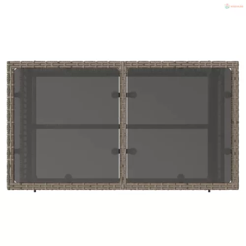 4 részes szürke polyrattan üveg kerti ülőgarnitúra párnákkal