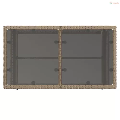 4 részes bézs polyrattan üveg kerti ülőgarnitúra párnákkal