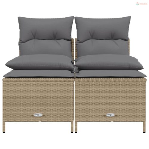 4 részes bézs polyrattan kerti ülőgarnitúra párnákkal