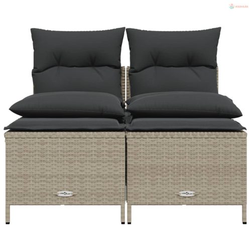 4 részes világosszürke polyrattan kerti ülőgarnitúra párnákkal