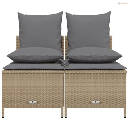4 részes bézs polyrattan kerti ülőgarnitúra párnákkal