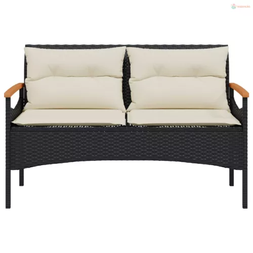 4 részes fekete polyrattan kerti ülőgarnitúra párnákkal