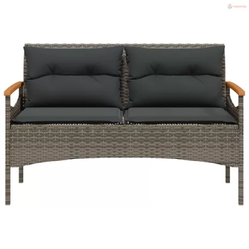 4 részes szürke polyrattan kerti ülőgarnitúra párnákkal