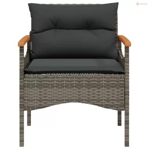 4 részes szürke polyrattan kerti ülőgarnitúra párnákkal