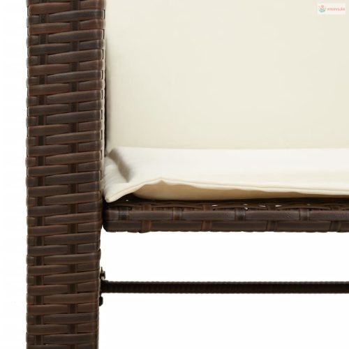 2 személyes barna polyrattan kerti kanapé asztallal/székkel