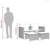 2 személyes szürke polyrattan kerti kanapé asztallal/székkel