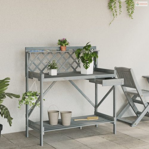 Szürke tömör fenyőfa rácsos ültetőpad