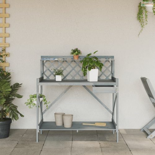 Szürke tömör fenyőfa rácsos ültetőpad