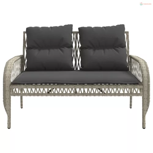 4 részes világosszürke polyrattan kerti ülőgarnitúra párnákkal