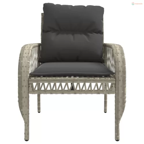 4 részes világosszürke polyrattan kerti ülőgarnitúra párnákkal