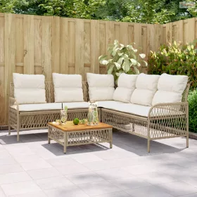 2 részes bézs polyrattan kerti ülőgarnitúra párnákkal