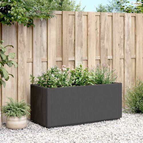 Sötétszürke polipropilén kerti ültetőláda 80 x 36 x 35 cm