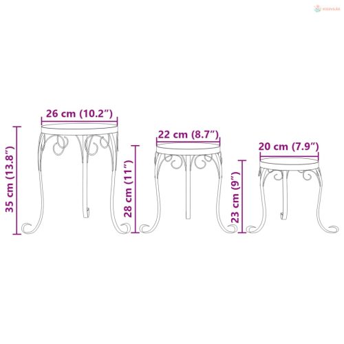 3 db fekete és fehér kerámia növényállvány