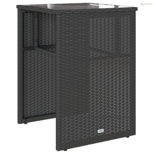 3 részes fekete polyrattan bisztrógarnitúra párnával