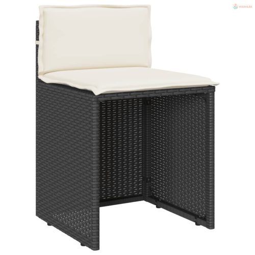 3 részes fekete polyrattan bisztrógarnitúra párnával