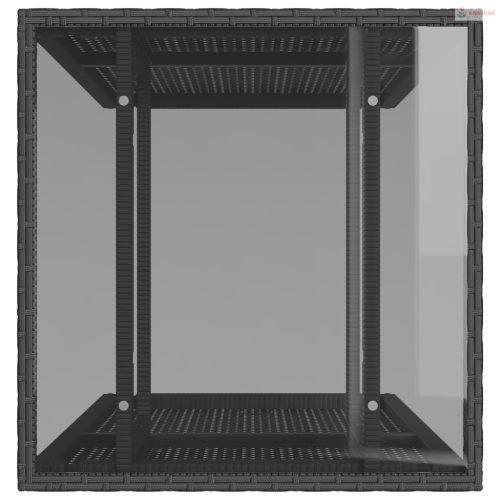 3 részes fekete polyrattan bisztrógarnitúra párnával