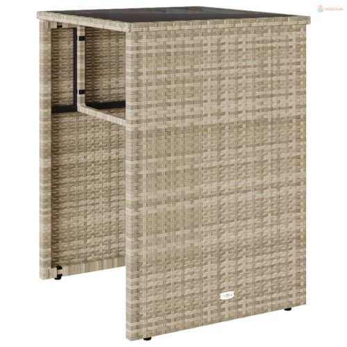 3 részes világosszürke polyrattan bisztrógarnitúra párnákkal