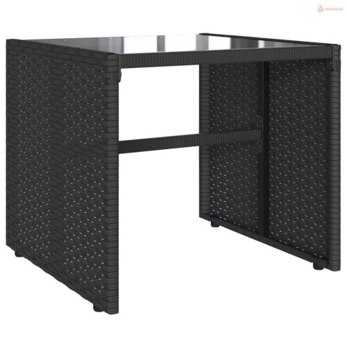 4 részes fekete polyrattan kerti ülőgarnitúra párnákkal