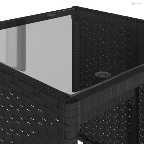 4 részes fekete polyrattan kerti ülőgarnitúra párnákkal