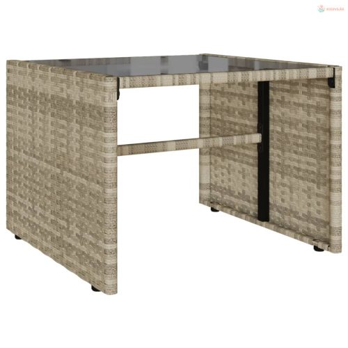 4 részes világosszürke polyrattan kerti ülőgarnitúra párnákkal