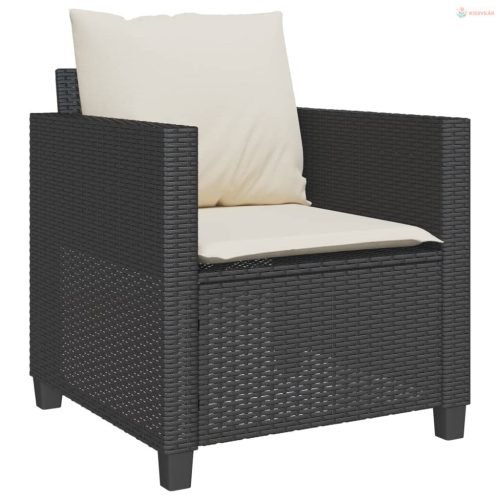 3 részes fekete polyrattan bisztrógarnitúra párnával