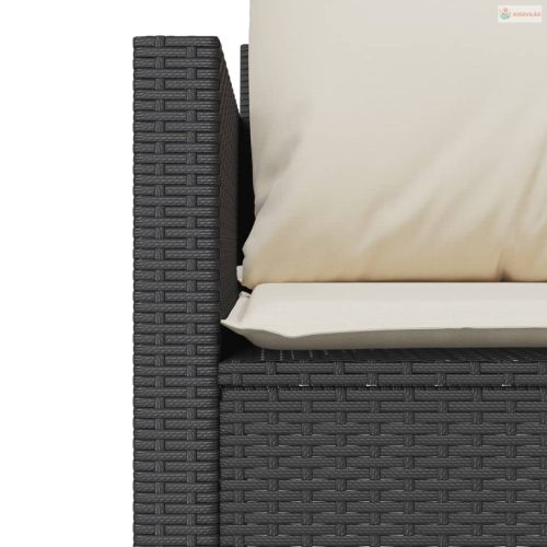 3 részes fekete polyrattan bisztrógarnitúra párnával