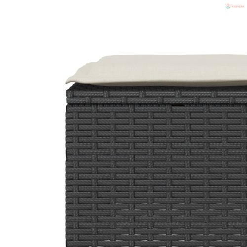 3 részes fekete polyrattan bisztrógarnitúra párnával