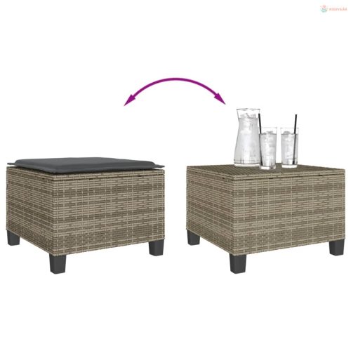 3 részes szürke polyrattan bisztrógarnitúra párnákkal