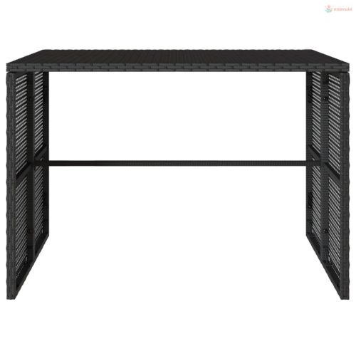 3 részes fekete polyrattan kerti étkezőgarnitúra párnákkal