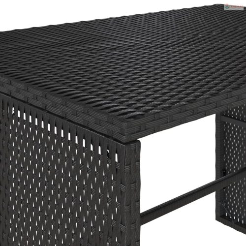 3 részes fekete polyrattan kerti étkezőgarnitúra párnákkal