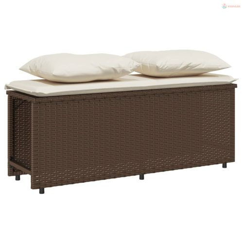 3 részes barna polyrattan kerti étkezőgarnitúra párnával