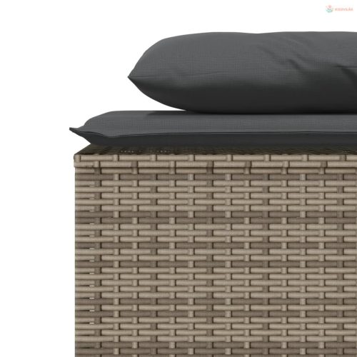 3 részes szürke polyrattan kerti étkezőgarnitúra párnával