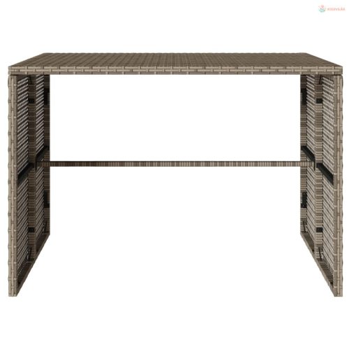 3 részes szürke polyrattan kerti étkezőgarnitúra párnával