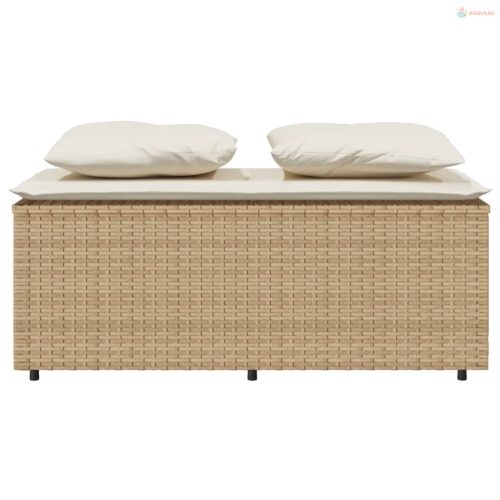 3 részes bézs polyrattan kerti étkezőgarnitúra párnákkal