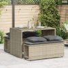 3részes világosszürke polyrattan kerti étkezőgarnitúra párnával