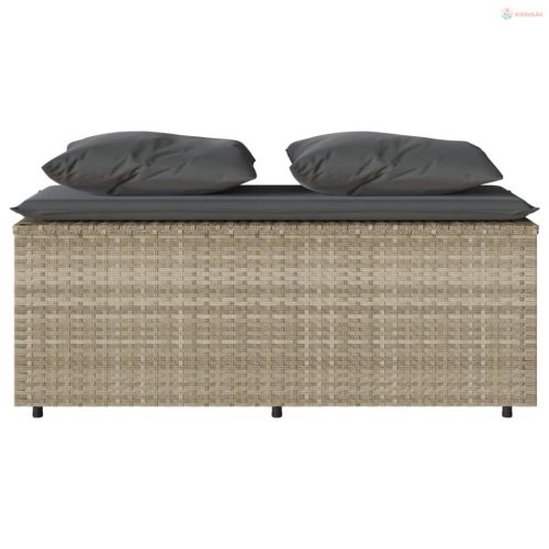 3részes világosszürke polyrattan kerti étkezőgarnitúra párnával