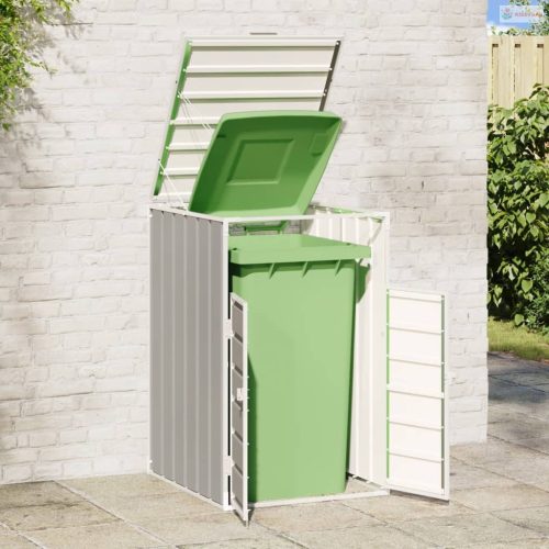 Szürke acél kerekes szemetes tároló 1 szemeteskukához 72 x 81 x 115 cm